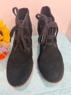 Structure Black Suede Lace-Up Ankle Boots